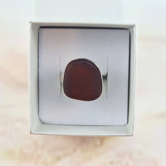 Ring size 8: Antique Brown Glass