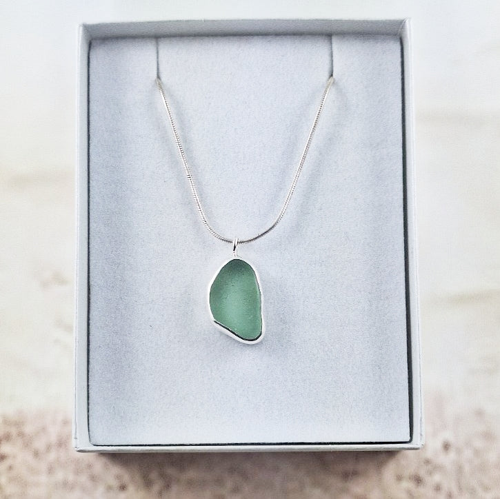 Lagoon Turquoise Sea Glass: Pendant (gift box)