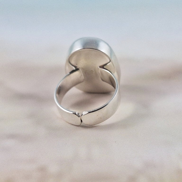 Adjustable Lagoon Green Sea Glass Ring (small)