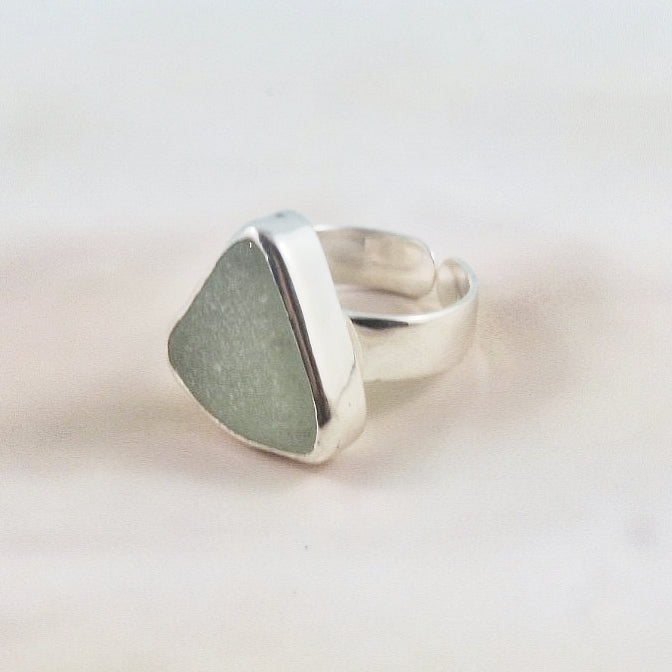 Adjustable Sea Foam Sea Glass Ring (small)