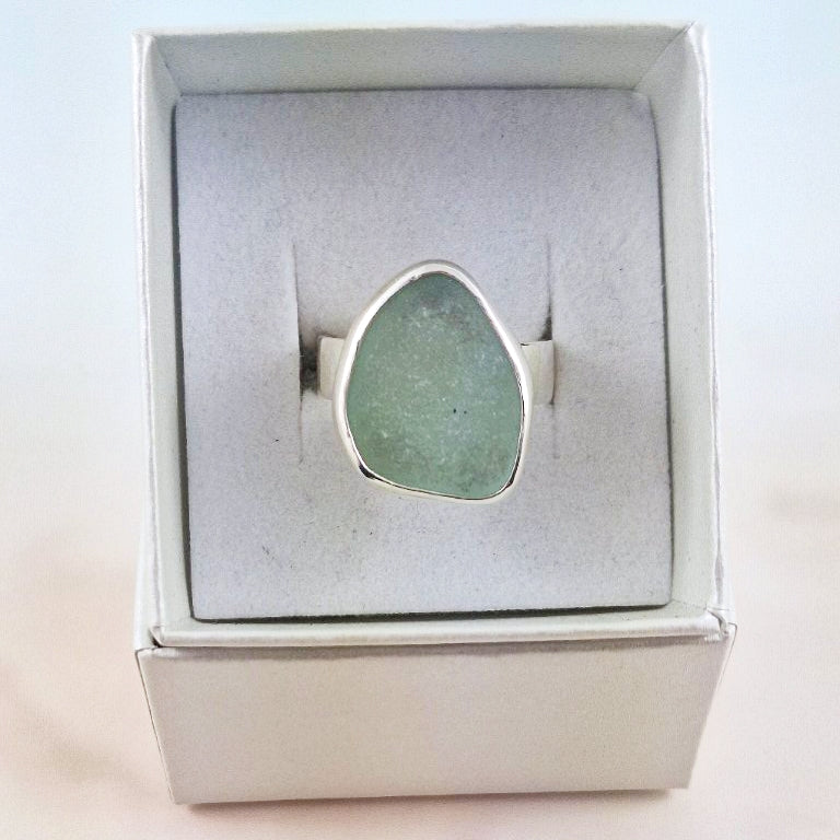 Adjustable Chuncky Sea Foam Sea Glass Ring (large)