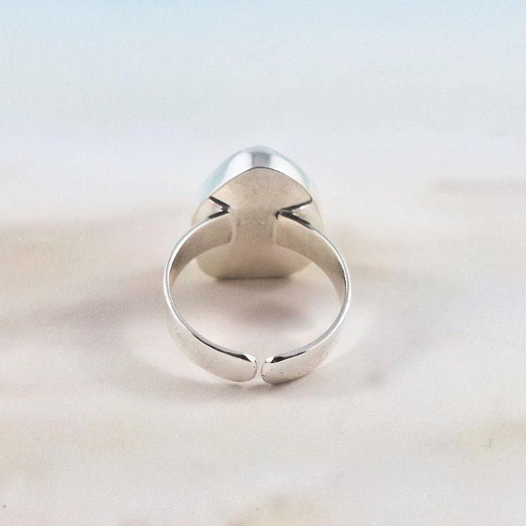 Adjustable Chuncky Sea Foam Sea Glass Ring (large)