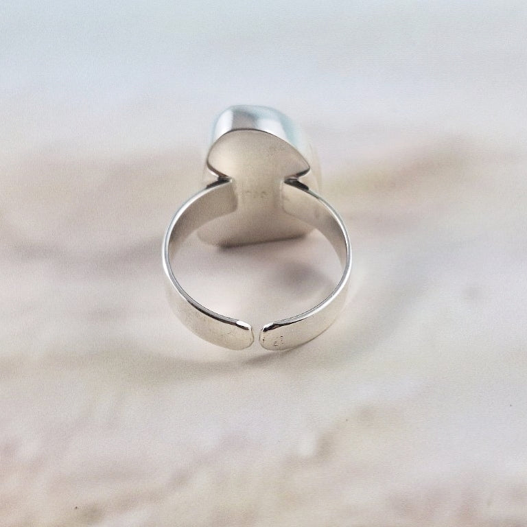 Adjustable Chuncky Light Sea Witch Sea Glass Ring (large)