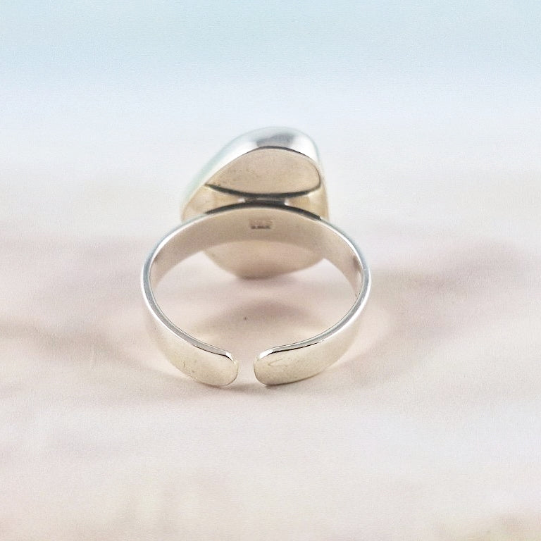 Adjustable Chuncky Deep Green Sea Glass Ring (large)