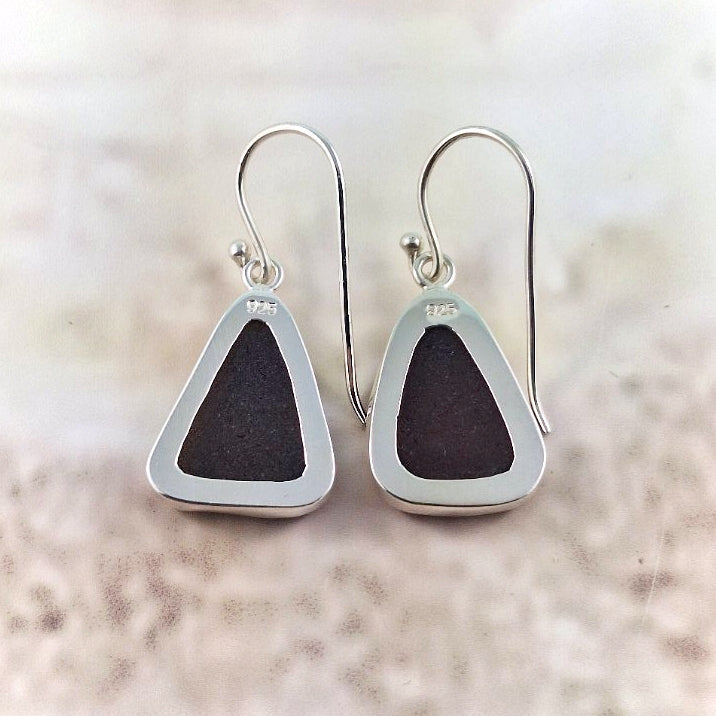 Old Vintage Brown Bottle Sea Glass (hook earrings)