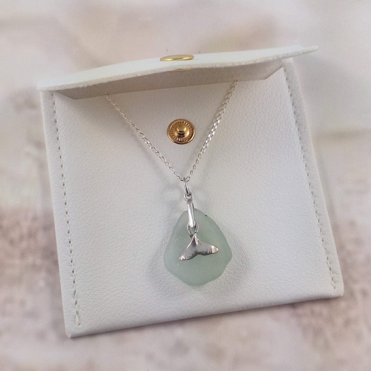 Raw Sea Glass with Whale Tail Charm