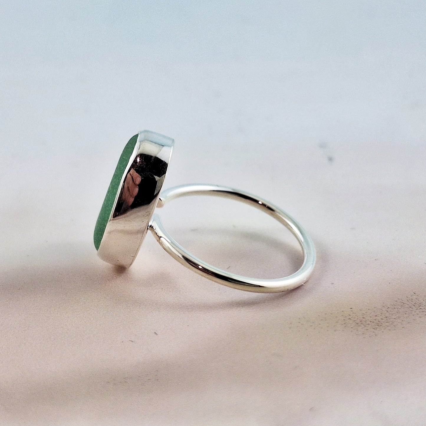 Ring size 7: Lagoon green Glass