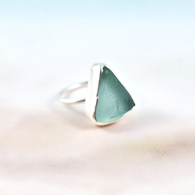 Ring size 7: Lagoon Blue Sea Glass