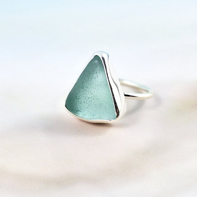 Ring size 7: Lagoon Blue Sea Glass