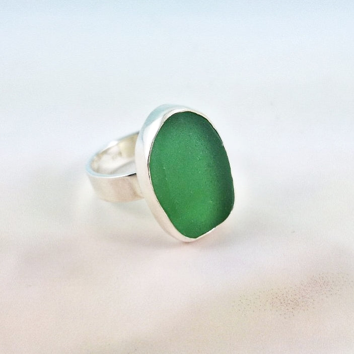 Sea Witch Green Sea Glass Ring (medium)