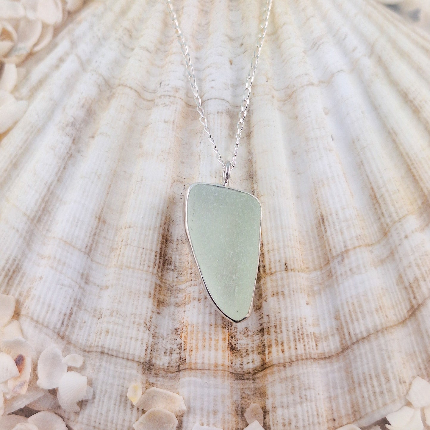 Sea Foam Sea Glass Pendant (with chain option)