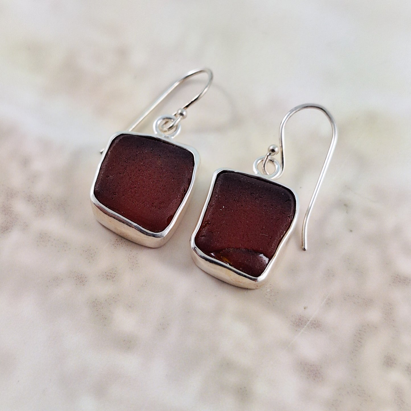 Small Vintage Brown Bottle Sea Glass (hook earrings)
