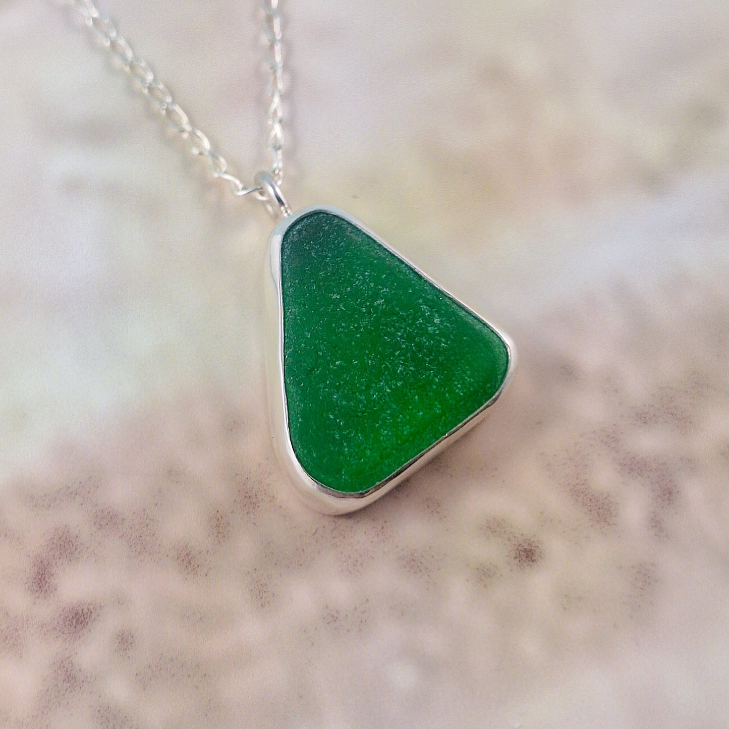 Sea Witch Green Sea Glass Pendant (with chain option)