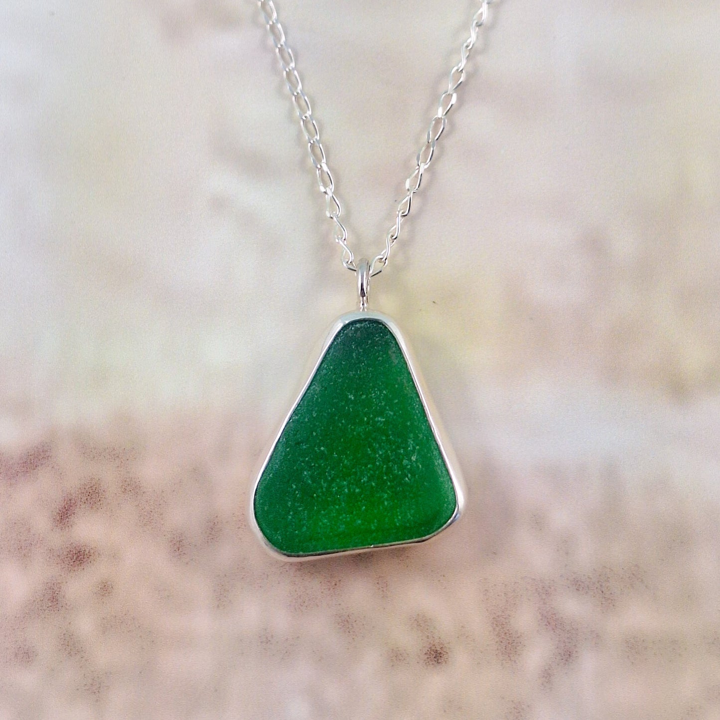 Sea Witch Green Sea Glass Pendant (with chain option)
