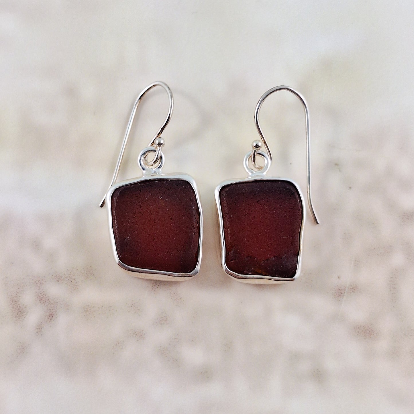 Small Vintage Brown Bottle Sea Glass (hook earrings)
