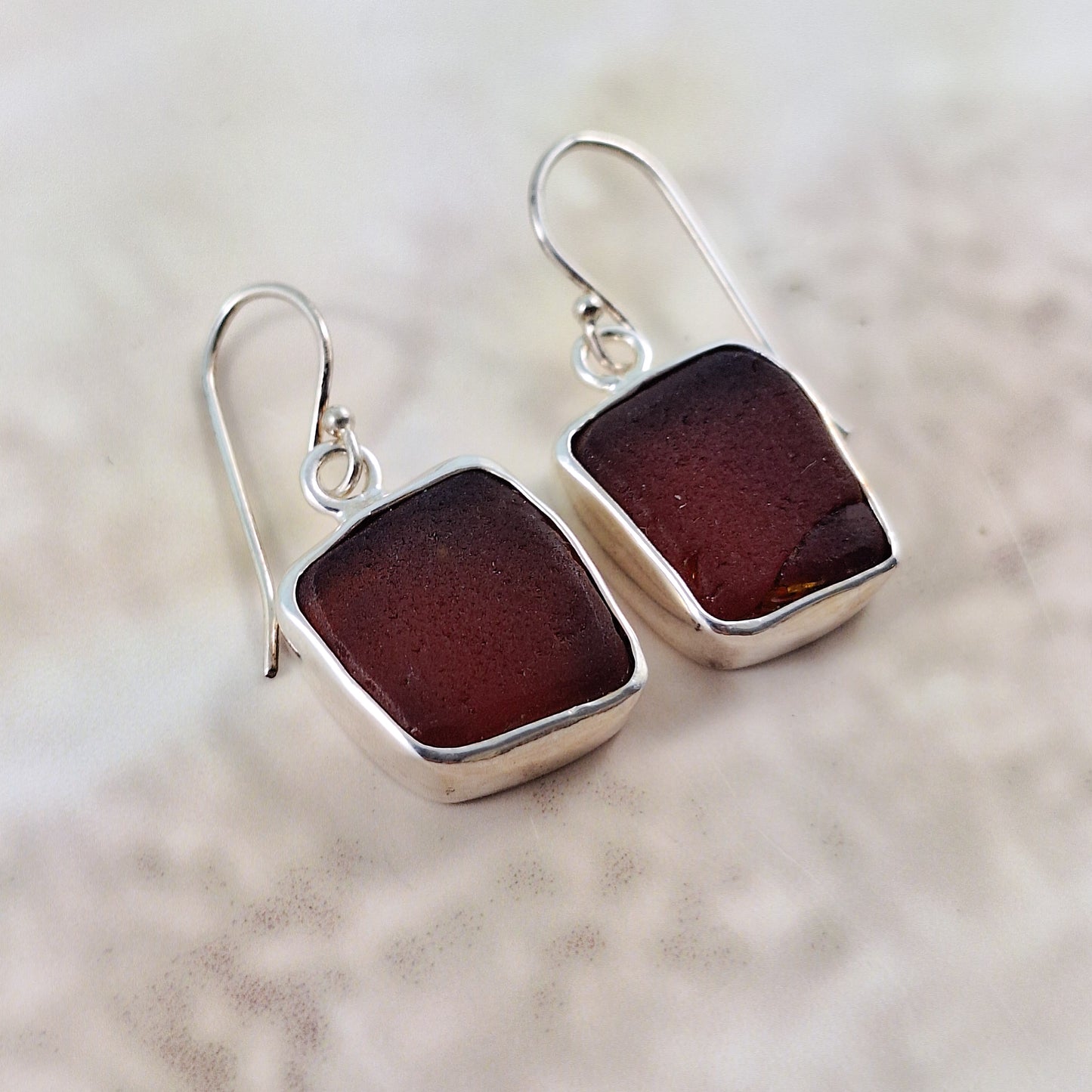 Small Vintage Brown Bottle Sea Glass (hook earrings)