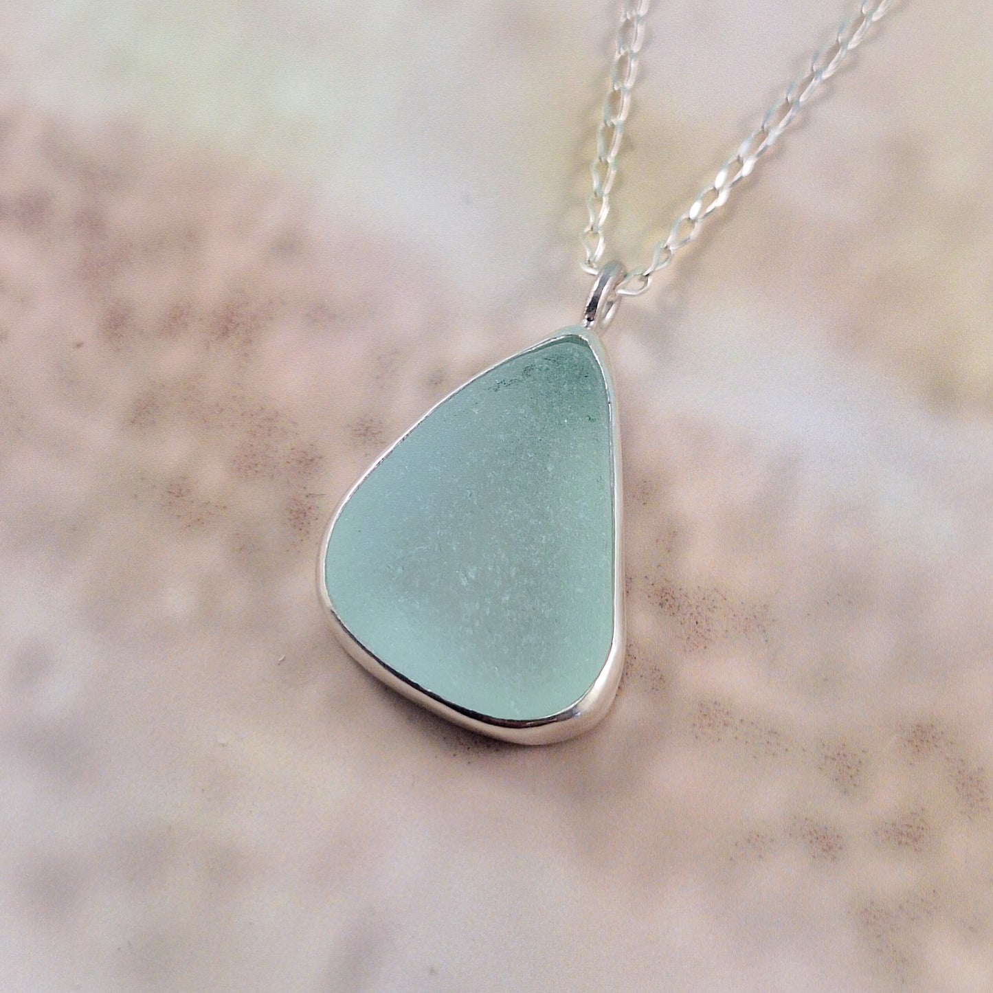 Sea Foam Green Sea Glass Pendant (with chain option)
