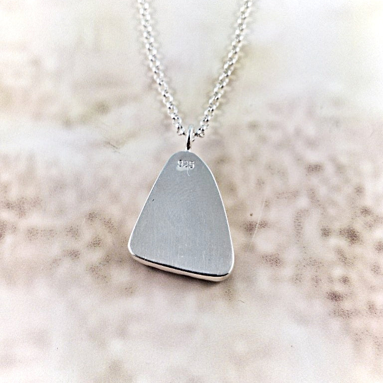 Deep Indigo Blue Sea Glass: Pendant & Chain (gift box)