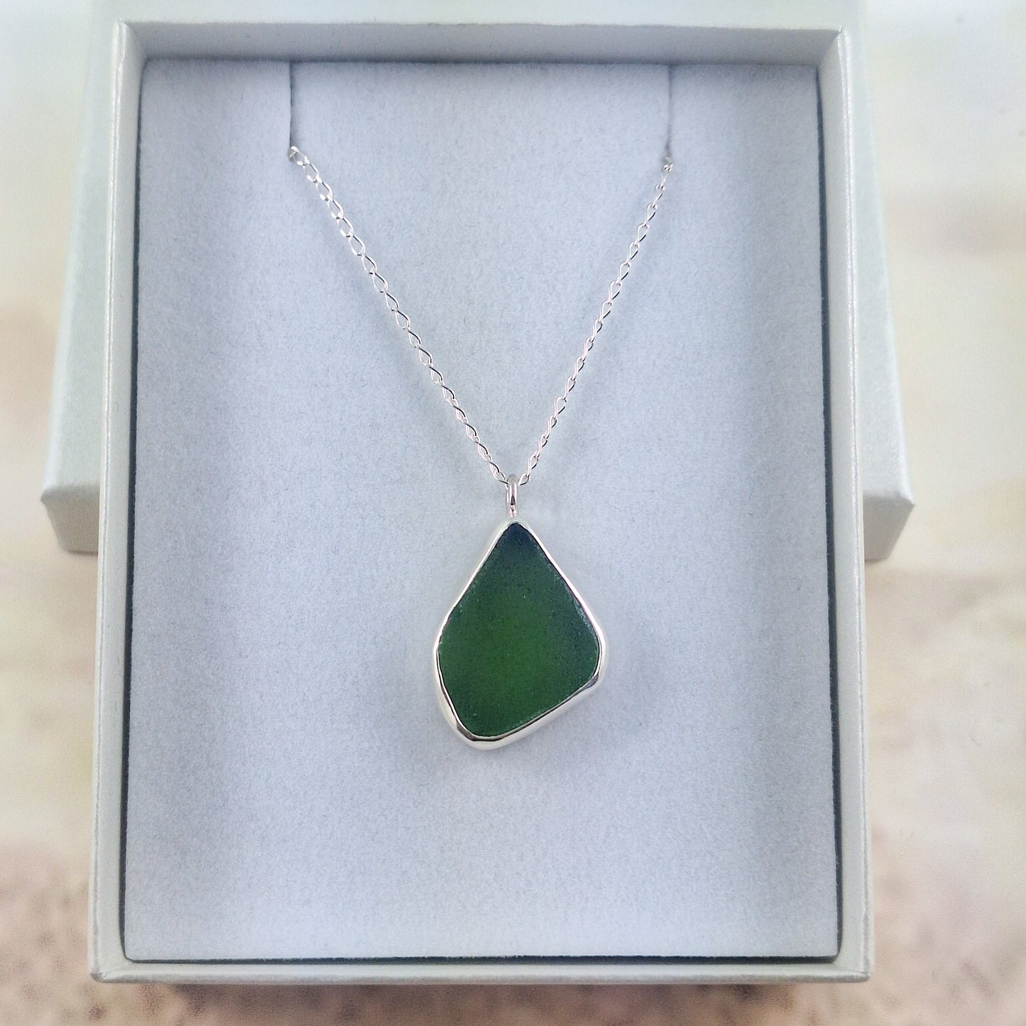 Sea Grasd Green Sea Glass Pendant (with chain option)