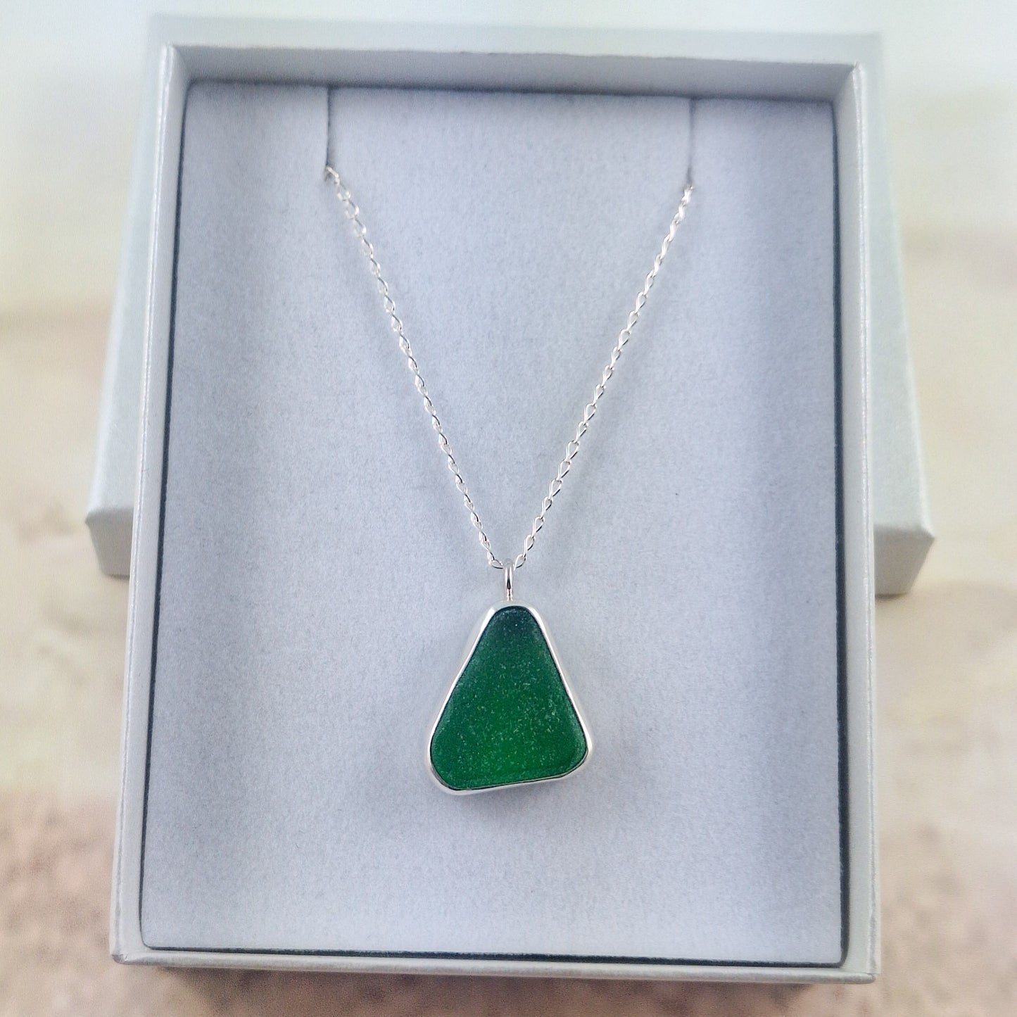 Sea Witch Green Sea Glass Pendant (with chain option)