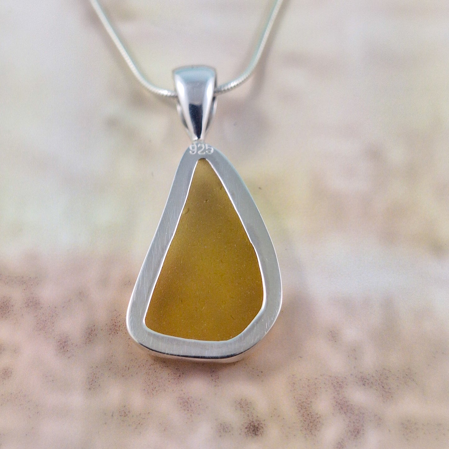 Rare Textured - Yellow Sea Glass Pendant (with Chain option)