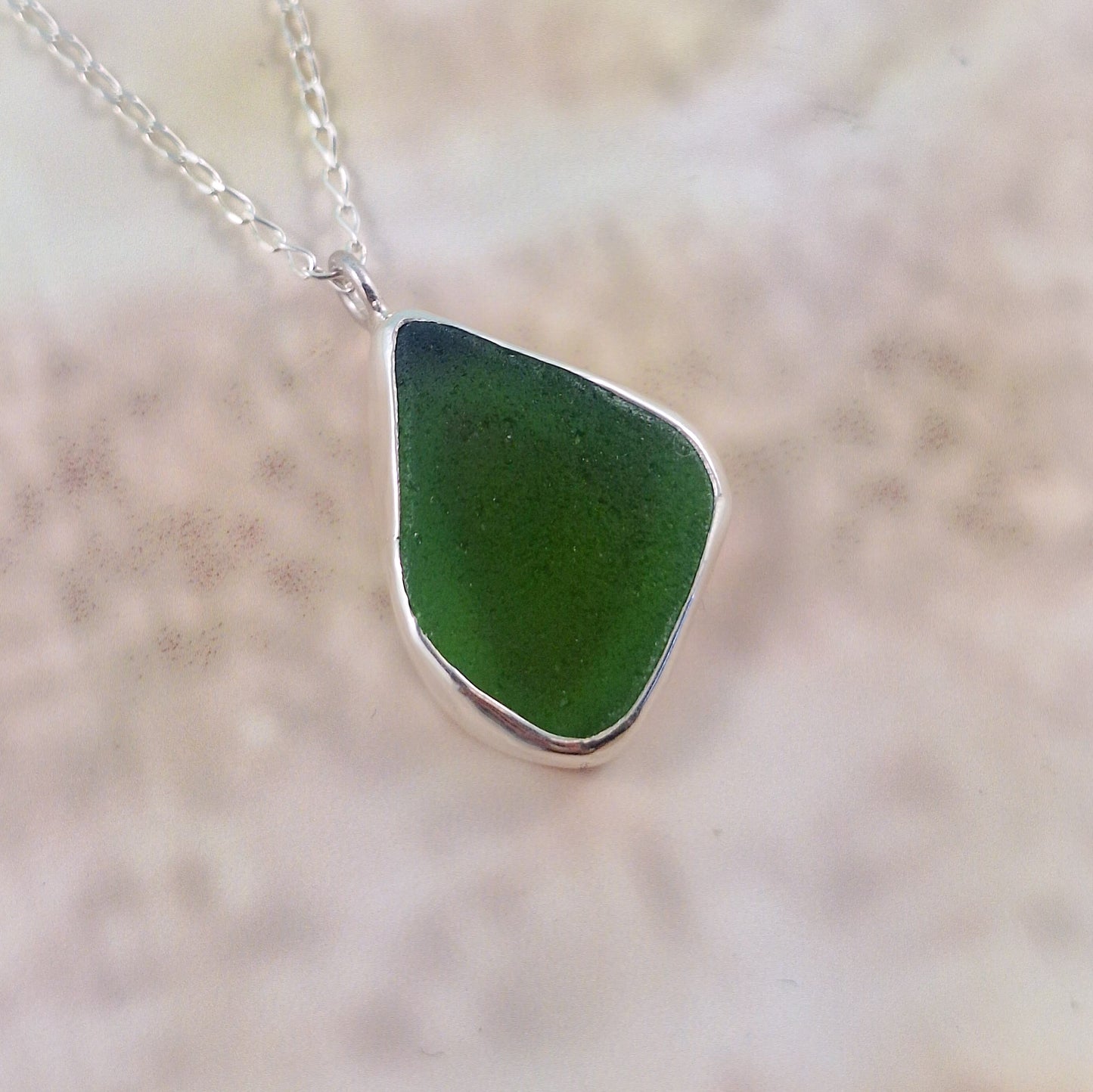 Sea Grasd Green Sea Glass Pendant (with chain option)