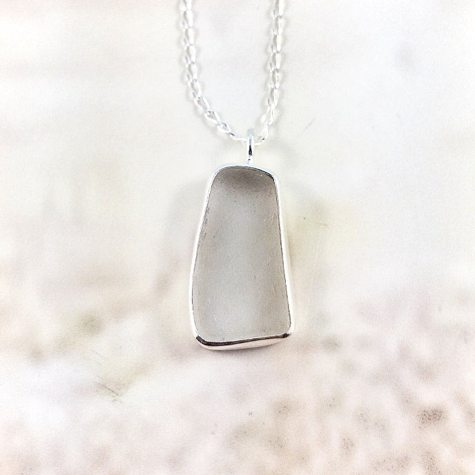 Ocean Mist White Sea Glass: Tiny Pendant (gift box)