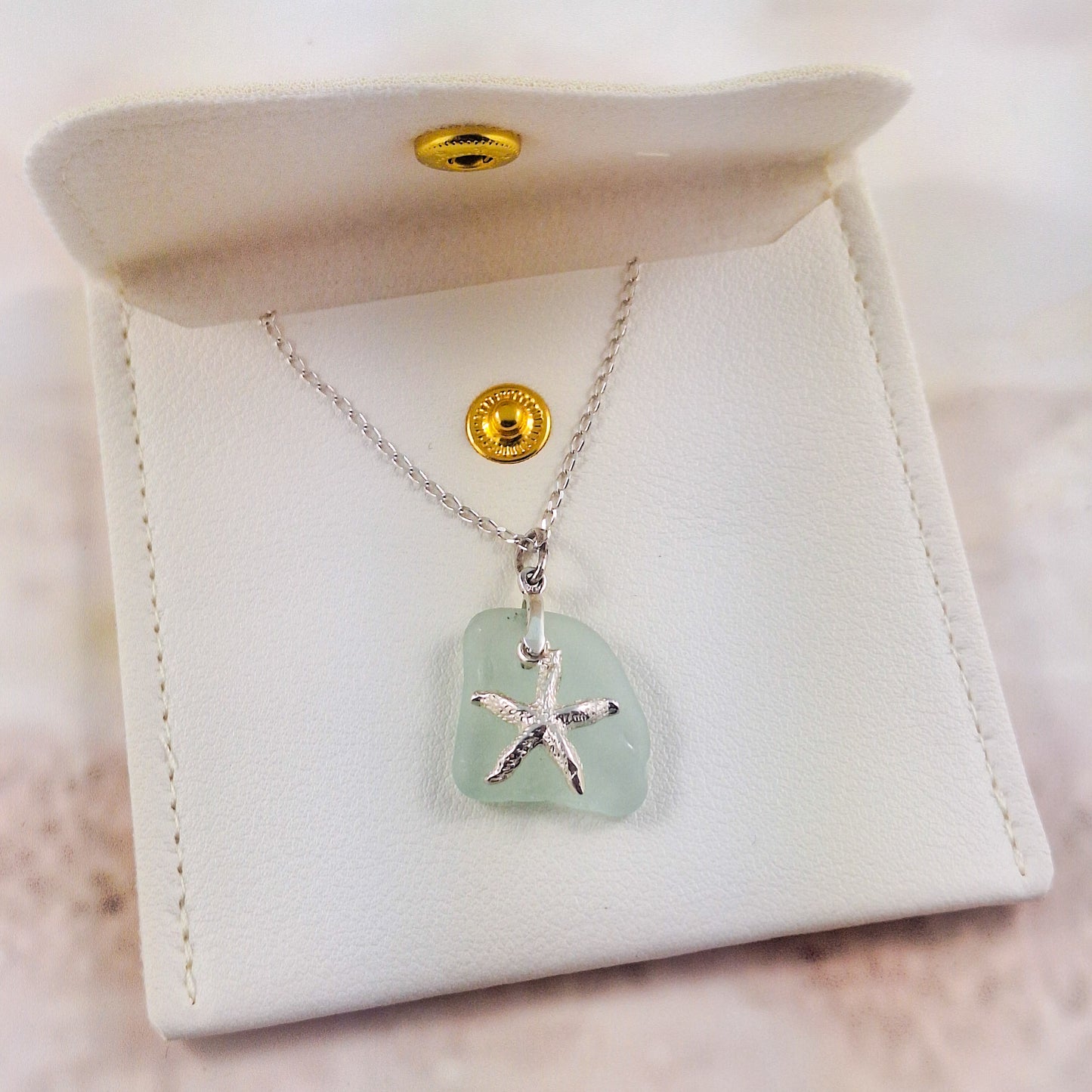 Raw Sea Glass with Starfish Charm