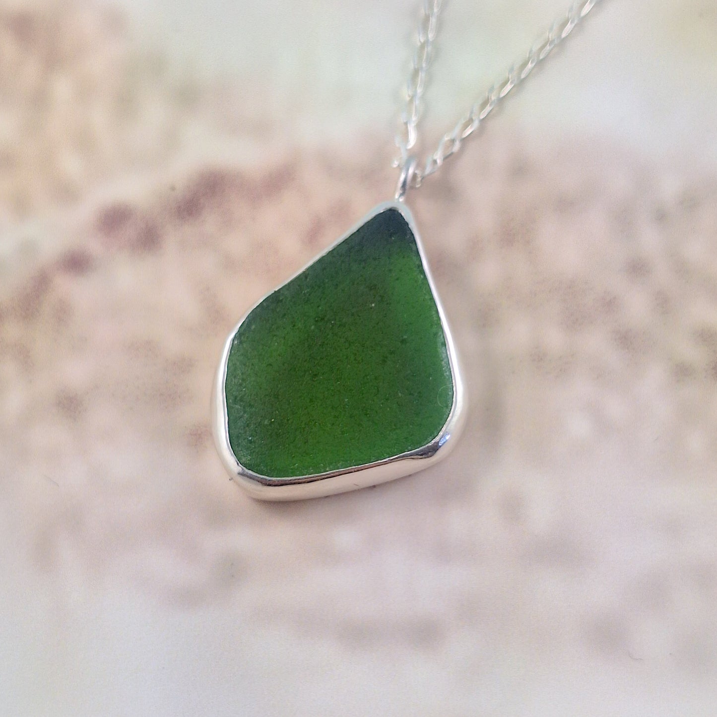 Sea Grasd Green Sea Glass Pendant (with chain option)