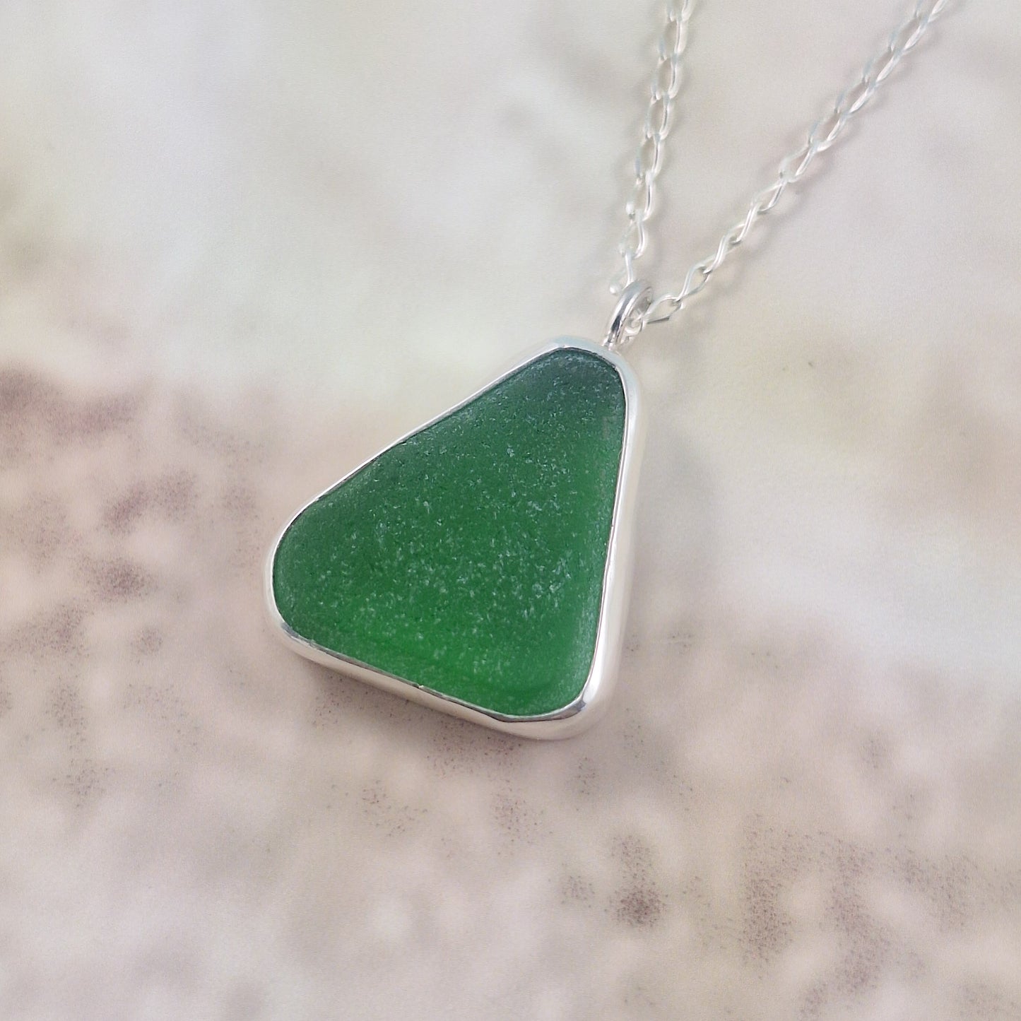 Sea Witch Green Sea Glass Pendant (with chain option)