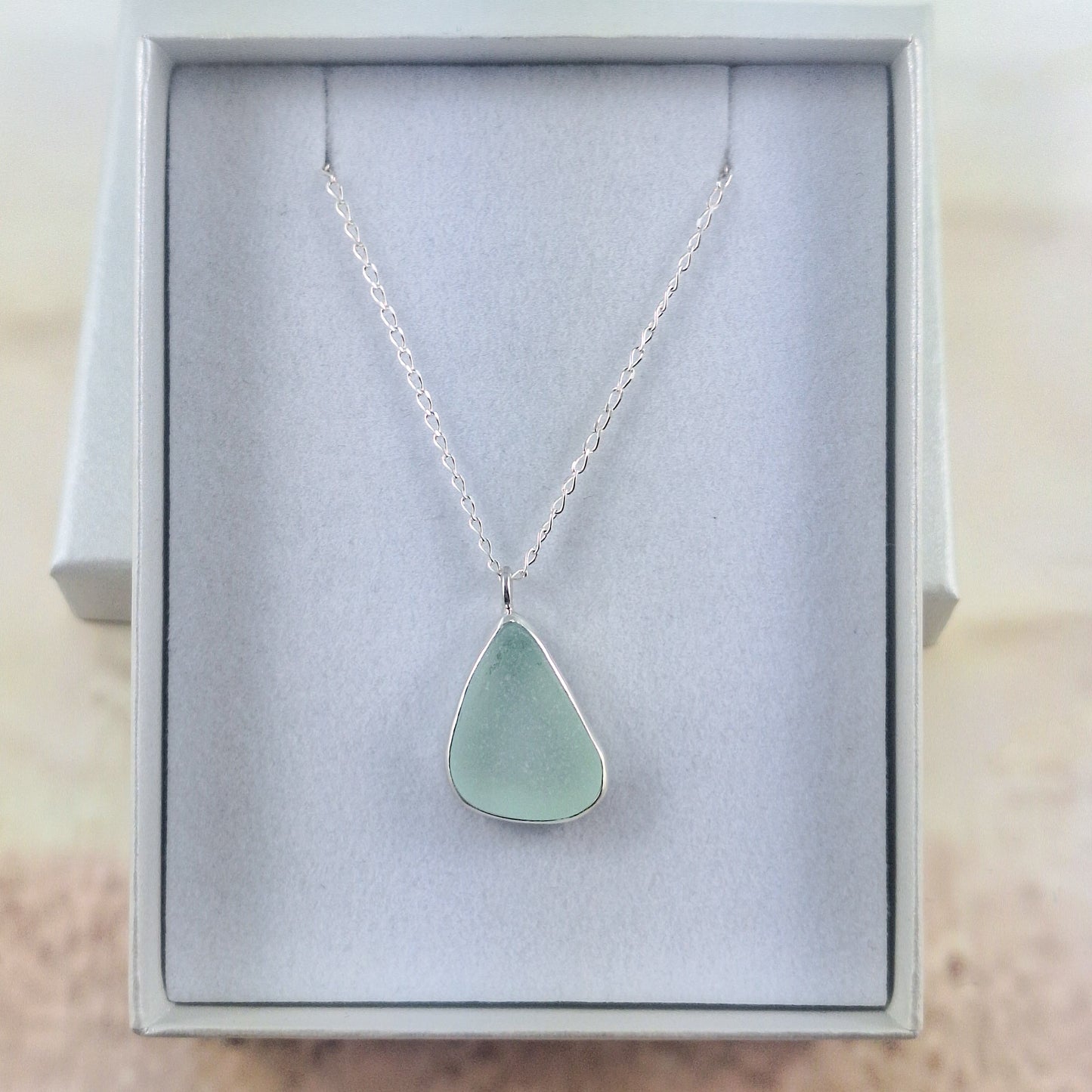 Sea Foam Green Sea Glass Pendant (with chain option)