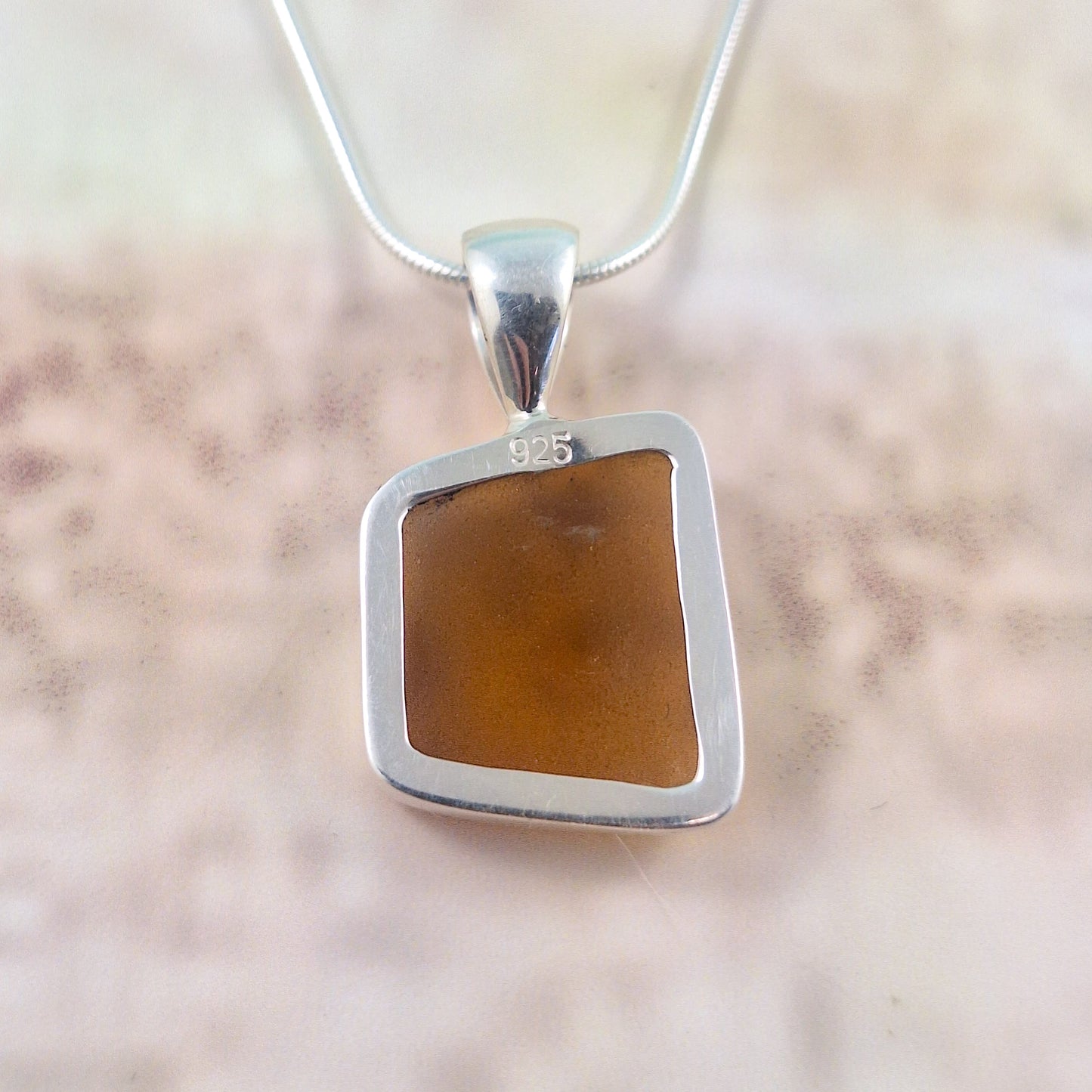 Rare Textured - Golden Sea Glass Pendant (with chain option)