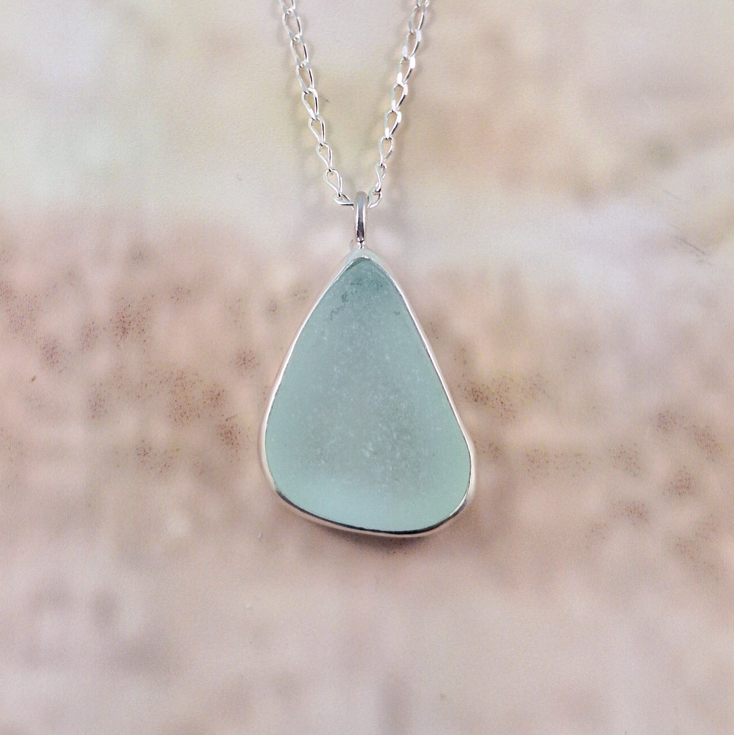 Sea Foam Green Sea Glass Pendant (with chain option)