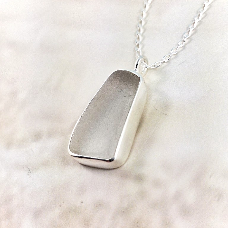 Ocean Mist White Sea Glass: Tiny Pendant (gift box)