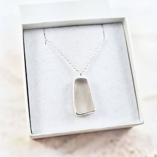Ocean Mist White Sea Glass: Tiny Pendant (gift box)