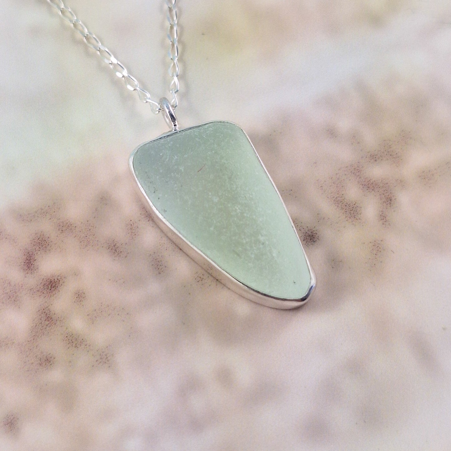 Sea Foam Sea Glass Pendant (with chain option)
