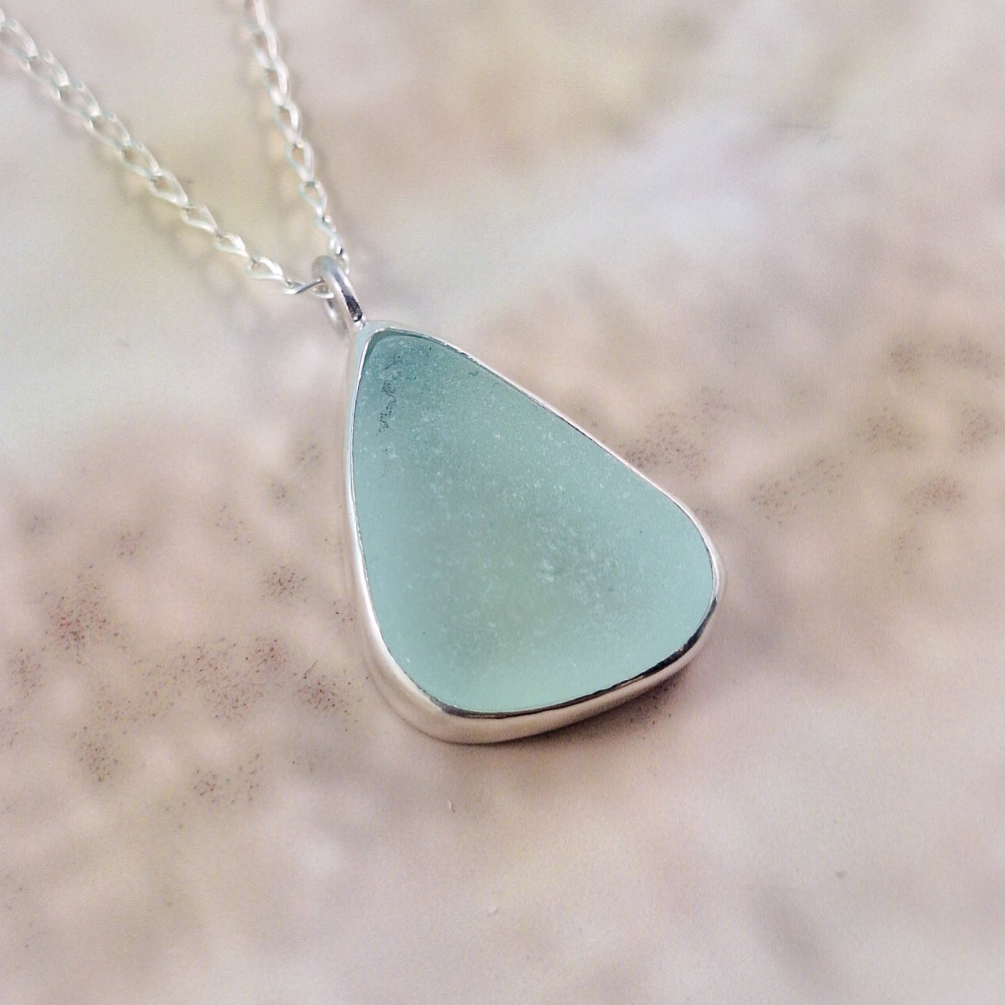 Sea Foam Green Sea Glass Pendant (with chain option)