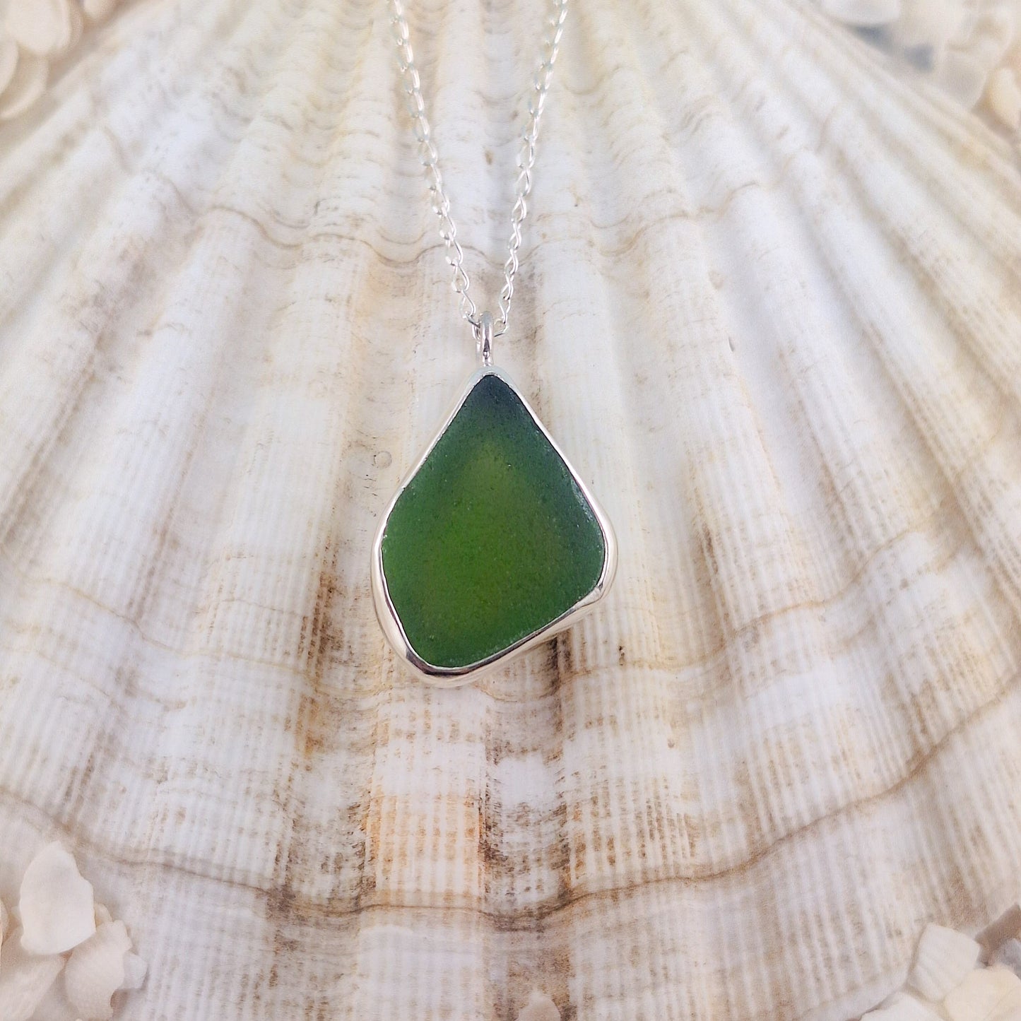 Sea Grasd Green Sea Glass Pendant (with chain option)