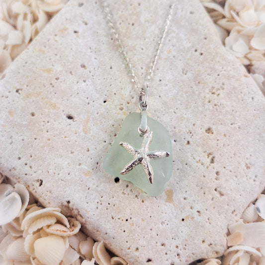 Raw Sea Glass with Starfish Charm
