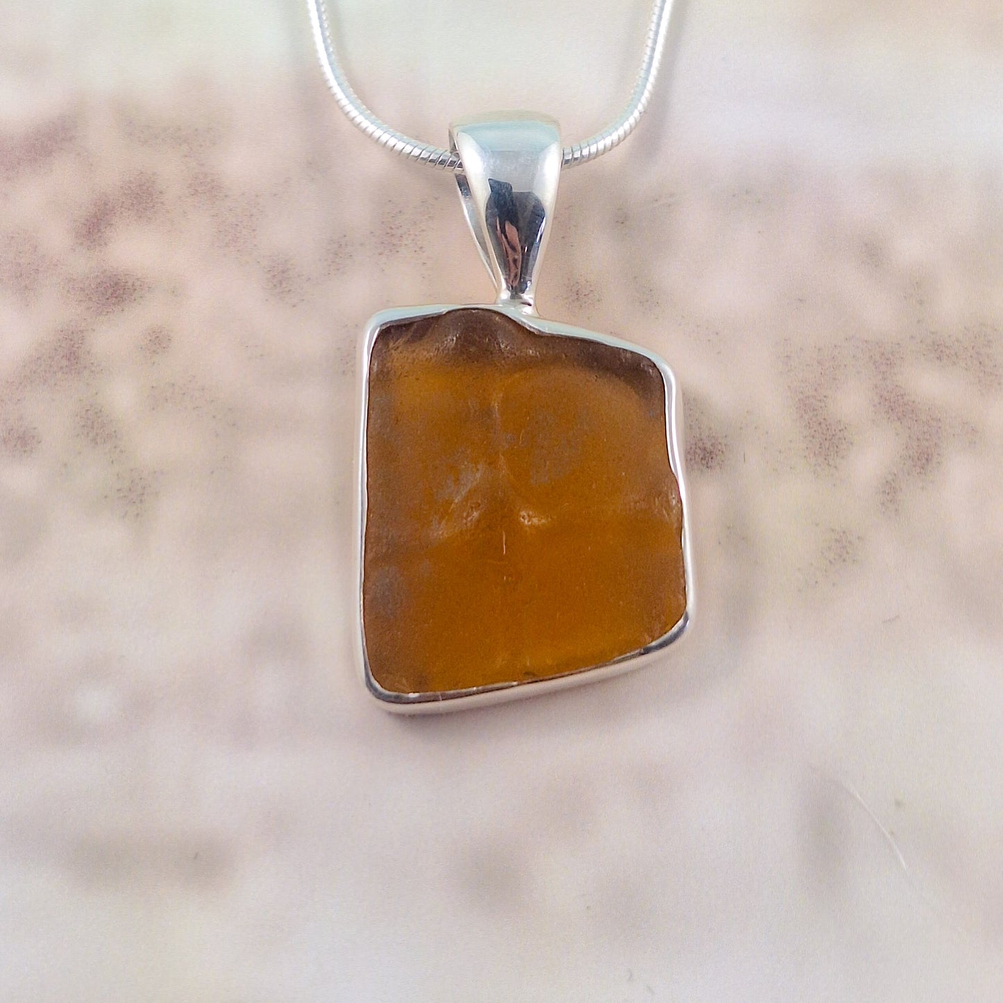 Rare Textured - Golden Sea Glass Pendant (with chain option)