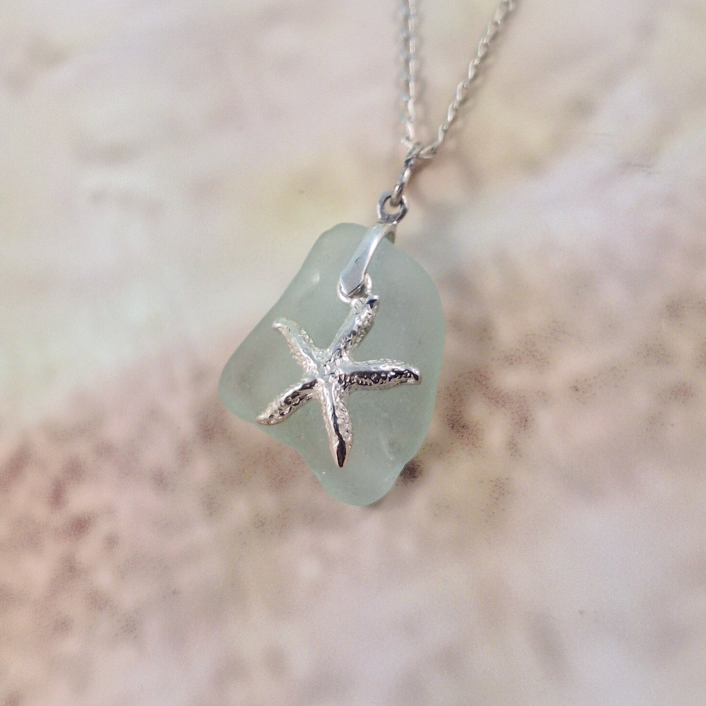 Raw Sea Glass with Starfish Charm
