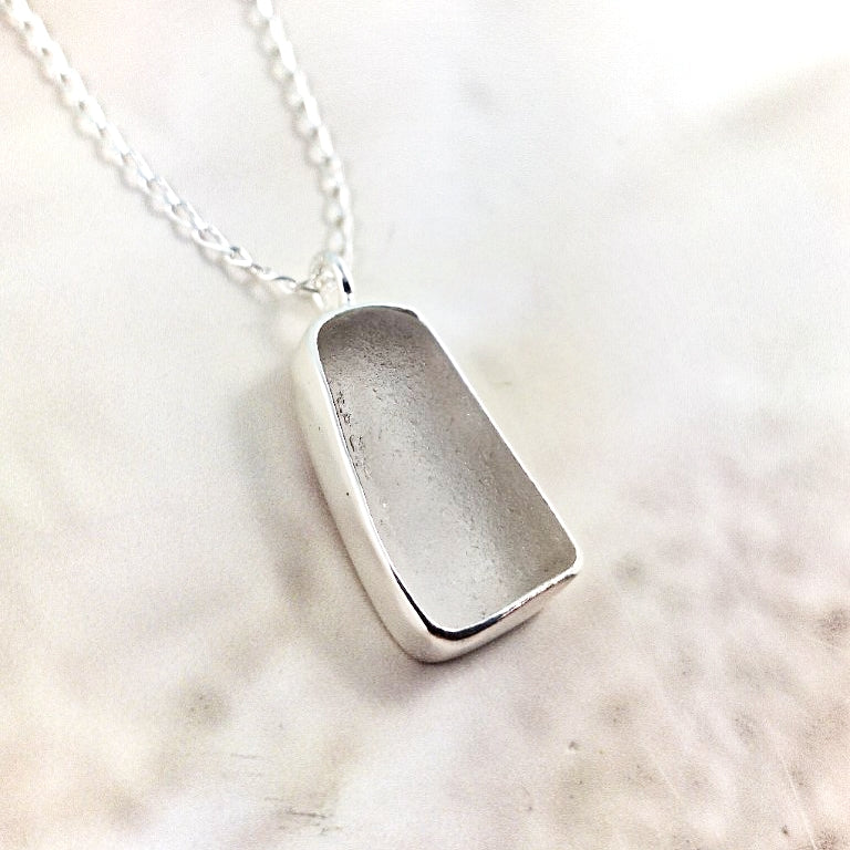 Ocean Mist White Sea Glass: Tiny Pendant (gift box)