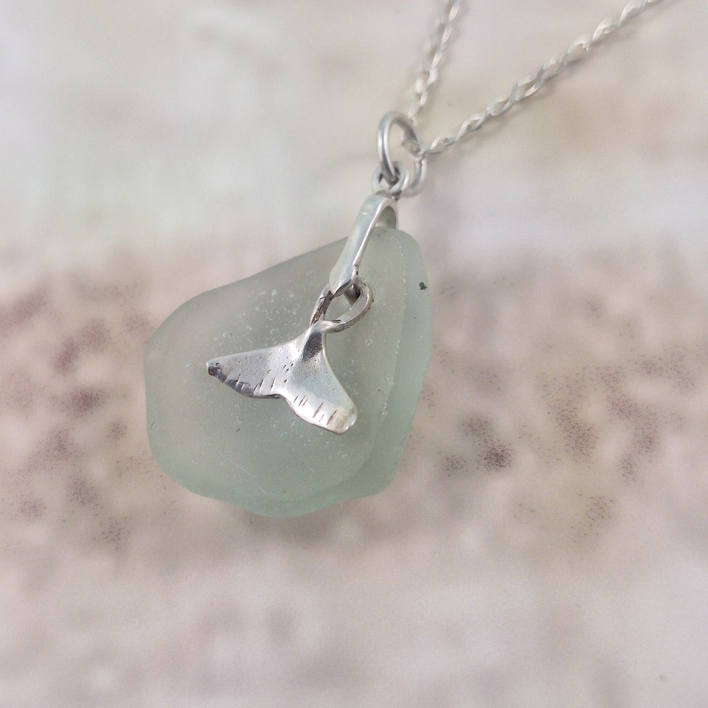 Raw Sea Glass with Whale Tail Charm