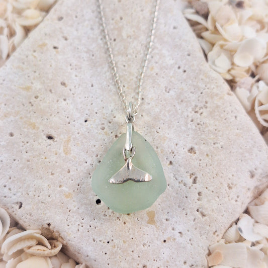 Raw Sea Glass with Whale Tail Charm