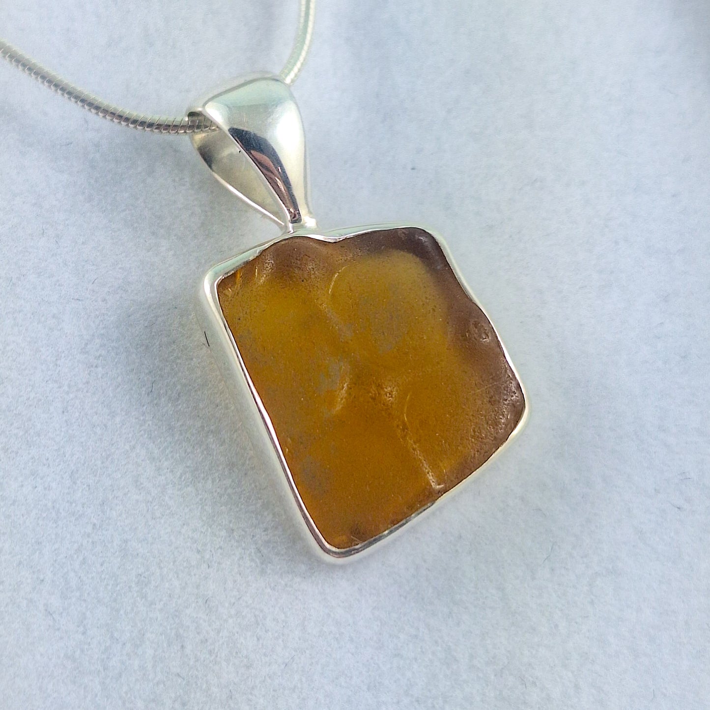 Rare Textured - Golden Sea Glass Pendant (with chain option)