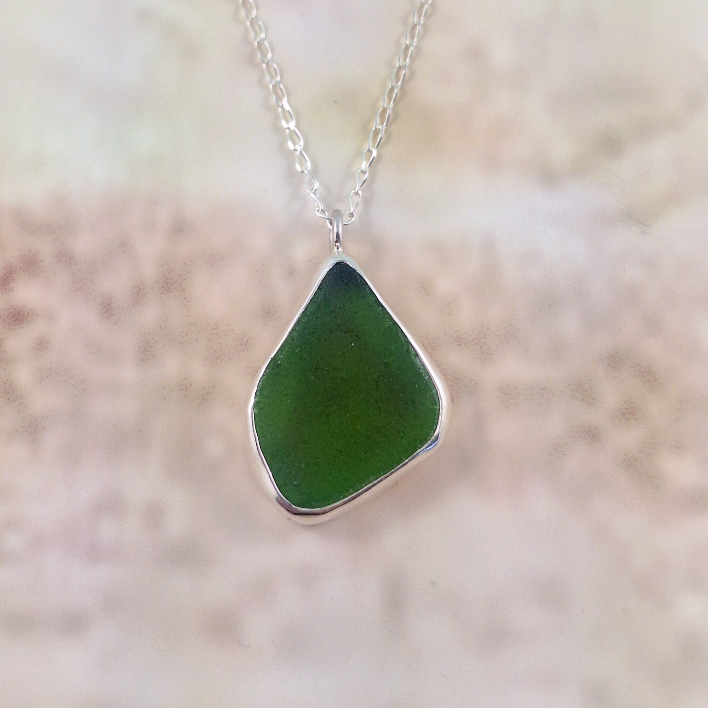 Sea Grasd Green Sea Glass Pendant (with chain option)