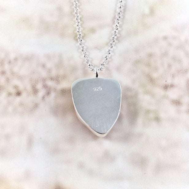 Sea Foam Bottle Ridge Sea Glass: Pendant & Chain (gift box)