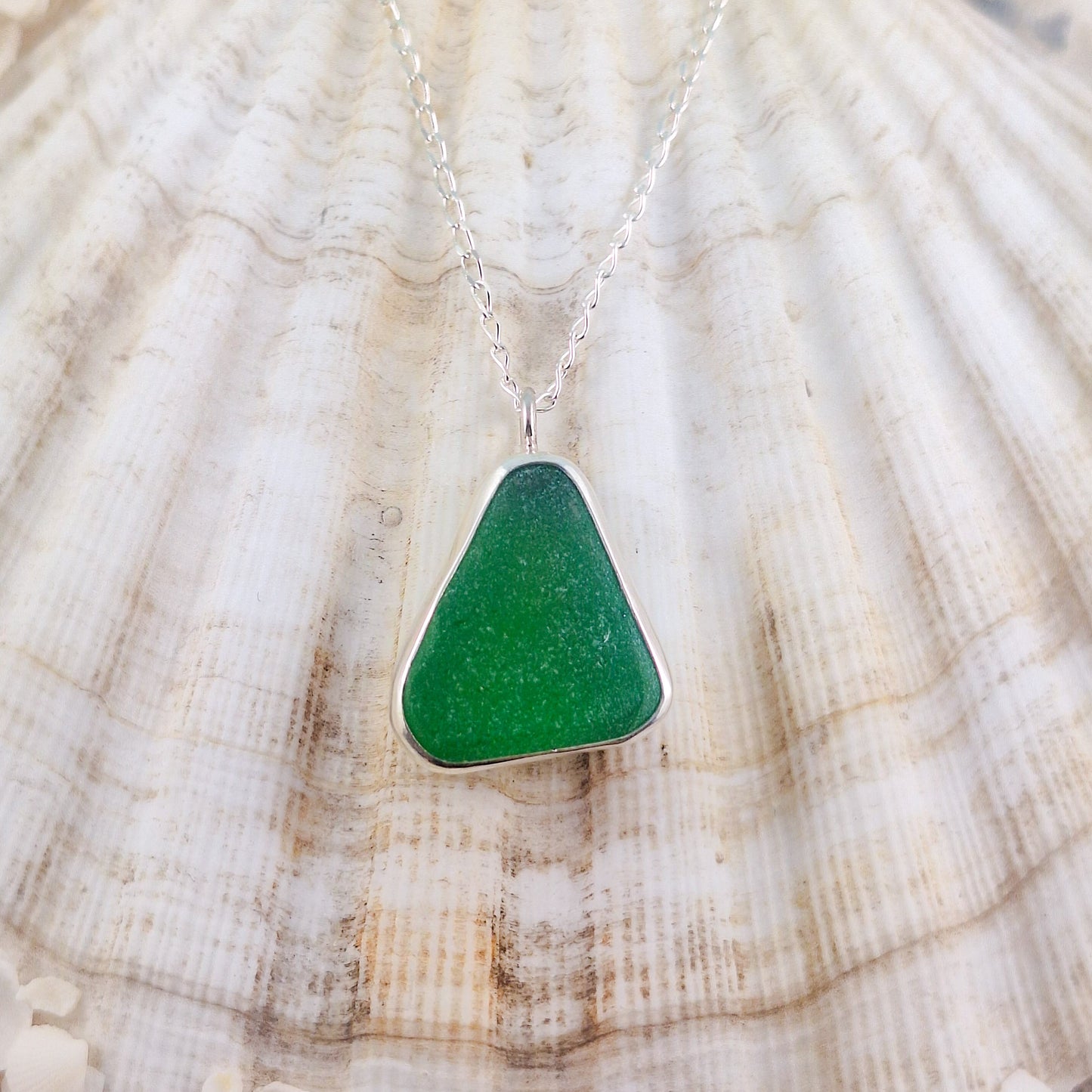 Sea Witch Green Sea Glass Pendant (with chain option)