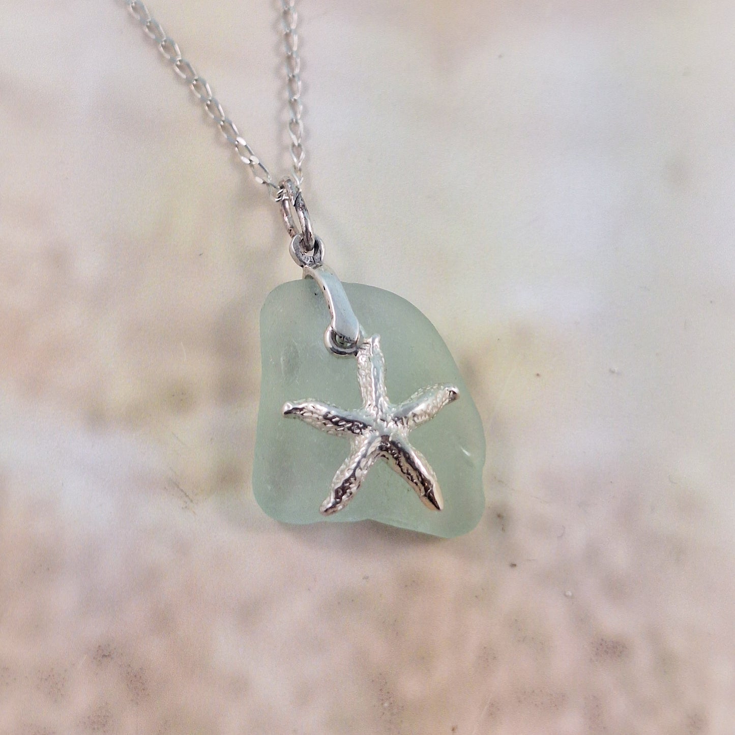 Raw Sea Glass with Starfish Charm